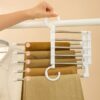 Multi-functional Pants Rack Folding Magic Pants Clip Household Wardrobe Telescopic Multi-layer Hanger Hanging Pants Storage Mobile Artifact